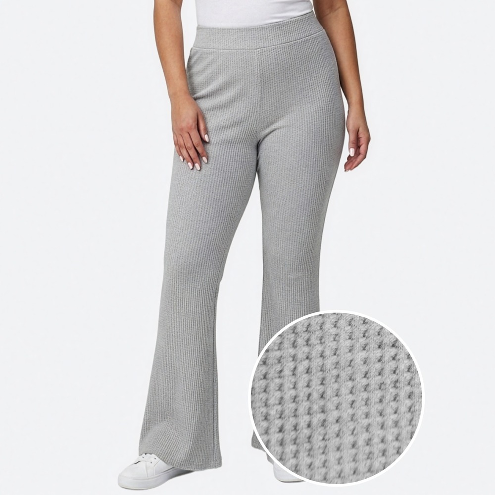 Aerie Waffle Knit Flare Pants Light Gray High Rise Loungewear Medium Loungewear